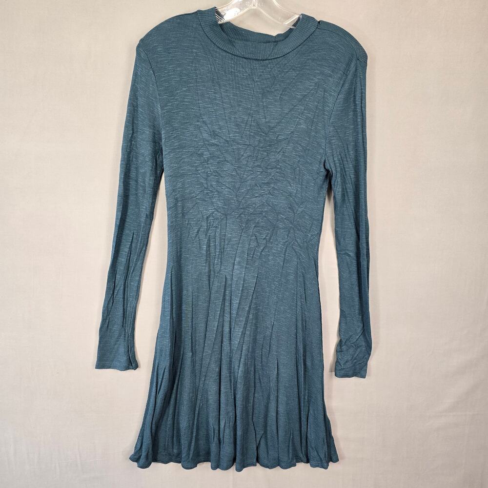 24/7 Maurices Green Midi Dress Stretch Tee Shirtdress Aline Long Sleeve Women XS